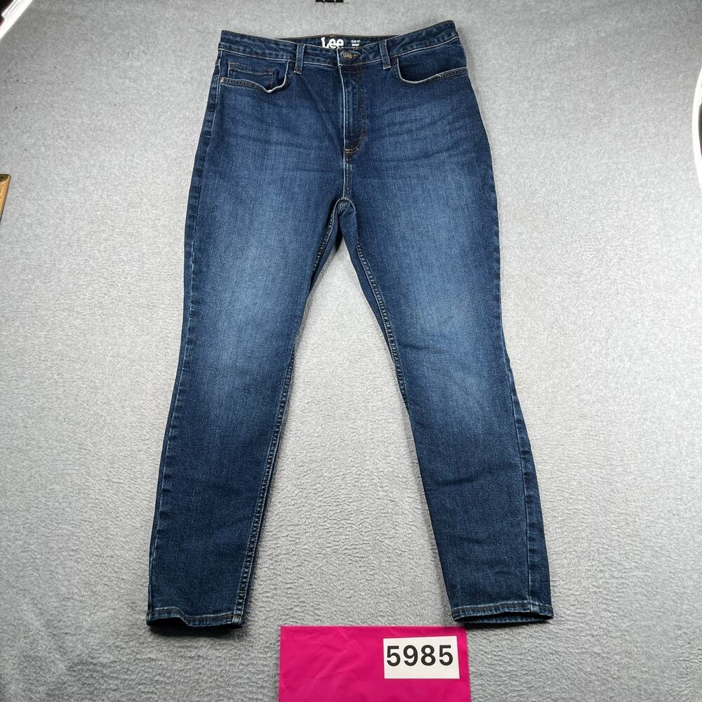 Lee Heritage Denim Jeans Slim Fit Skinny High Rise Womens 16 M Distressed